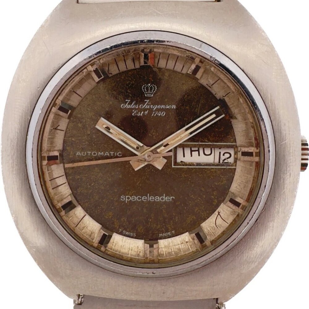 Vintage Jules Jurgensen Spaceleader Men's Automatic Wristwatch Steel w Band